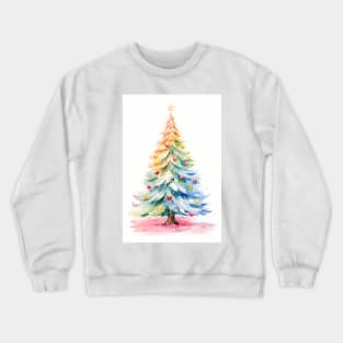 Modern Abstract Watercolor Christmas Tree Crewneck Sweatshirt